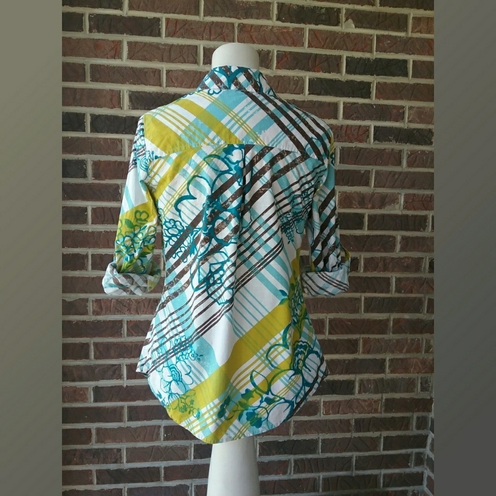 Hang Ten Floral Plaid Shirt Size Large - Picture 3 of 8